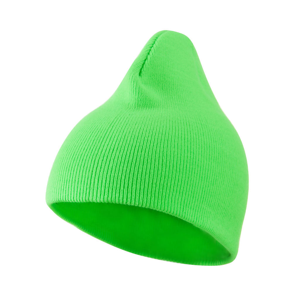 Neon Acrylic Short Beanie - Green OSFM