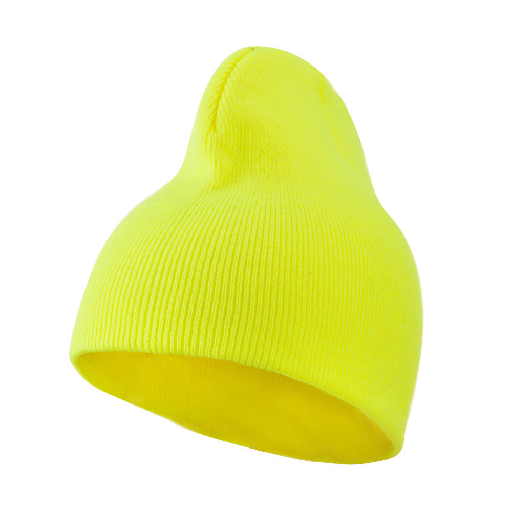 Neon Acrylic Short Beanie - Yellow OSFM