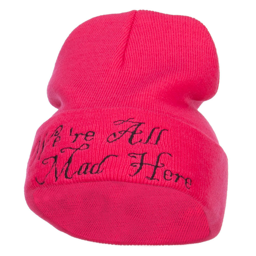 We All Mad Here Embroidered Long Beanie - Magenta OSFM