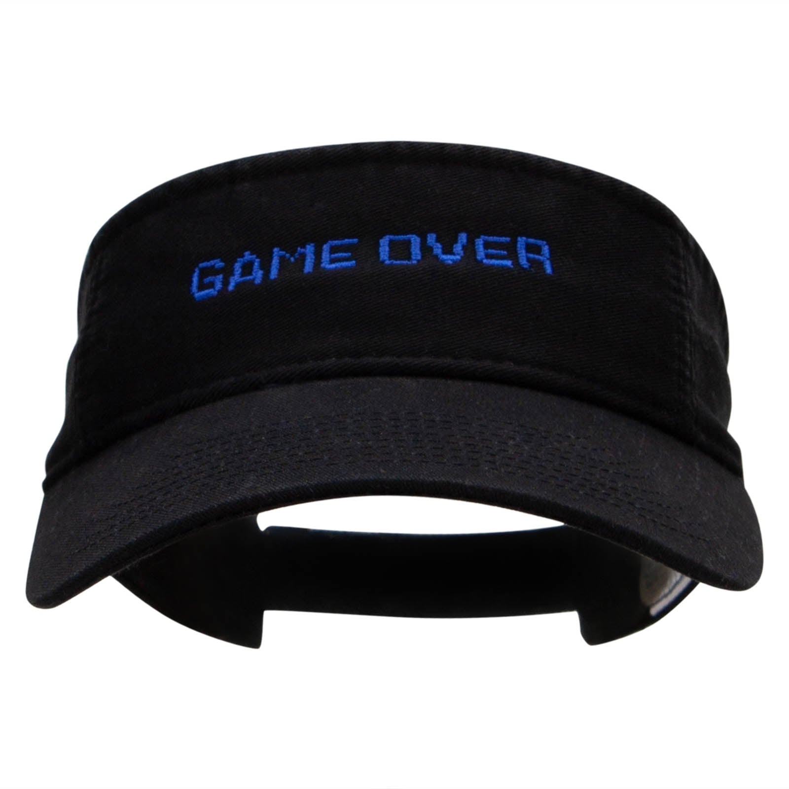 Game Over Embroidered Pro Style Cotton Twill Washed Visor - Black OSFM