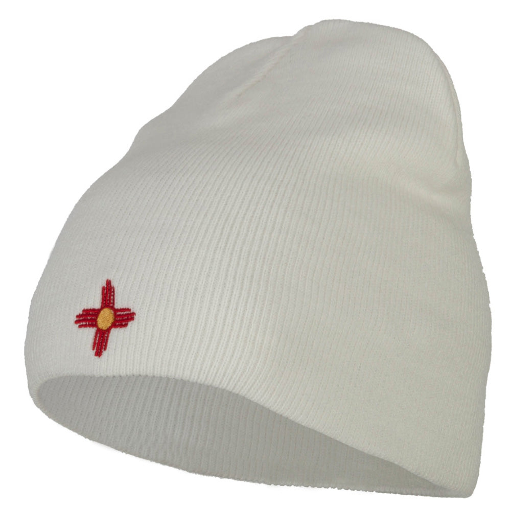 New Mexico Flag Logo Embroidered Knitted Short Beanie - White OSFM