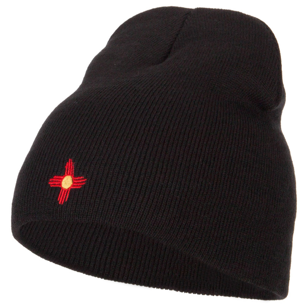 New Mexico Flag Logo Embroidered Knitted Short Beanie - Black OSFM