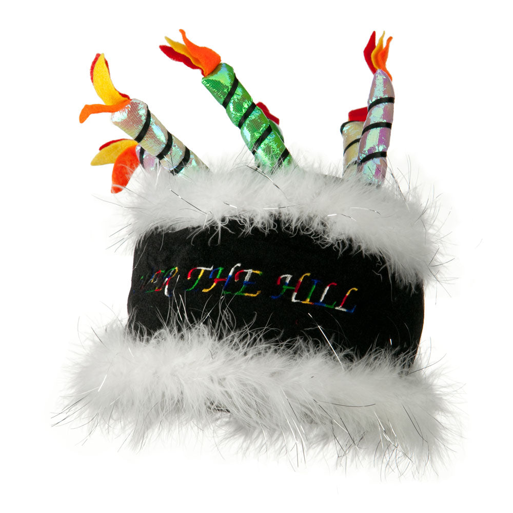 Over the Hill Cake Hat with Boa Trim - Black OSFM