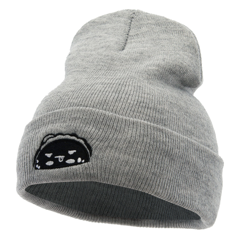 Taco Taco Embroidered 12 Inch Long Knitted Beanie - Heather Grey OSFM