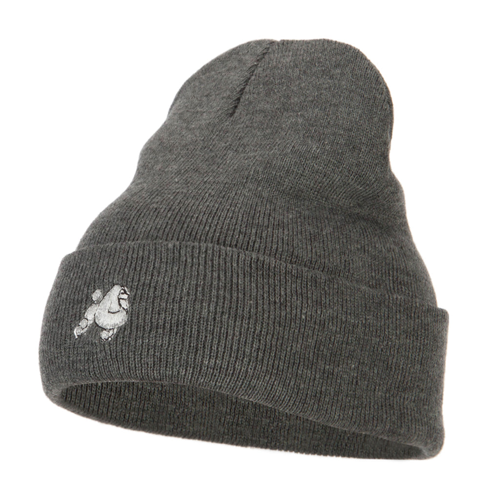 Poodle Dog Embroidered Long Beanie - Dk Grey OSFM