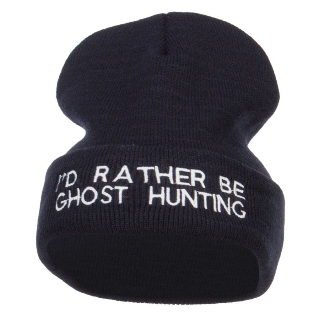 I&#039;d Rather Be Ghost Hunting Long Beanie - Navy OSFM