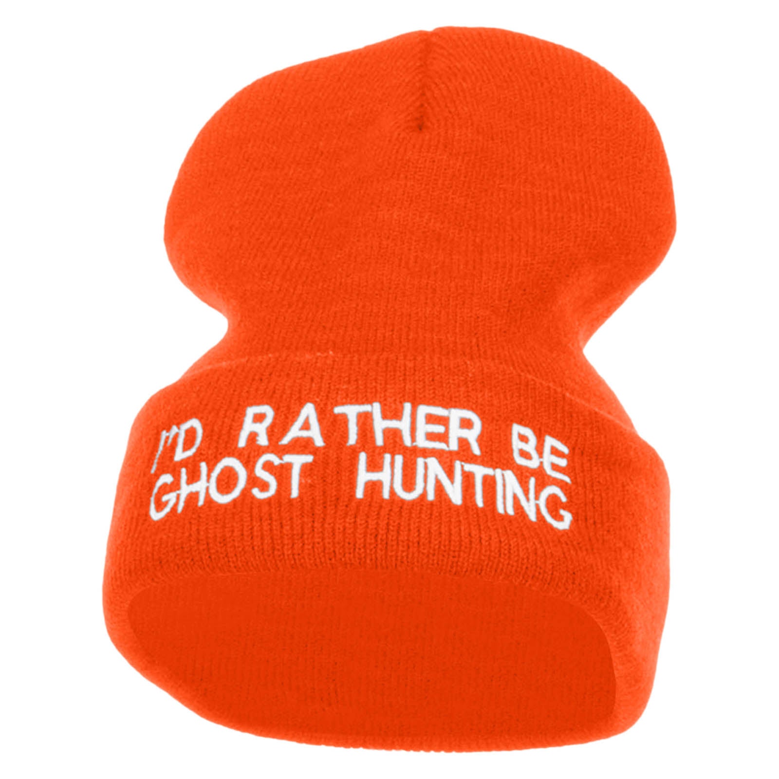 I&#039;d Rather Be Ghost Hunting Long Beanie - Orange OSFM