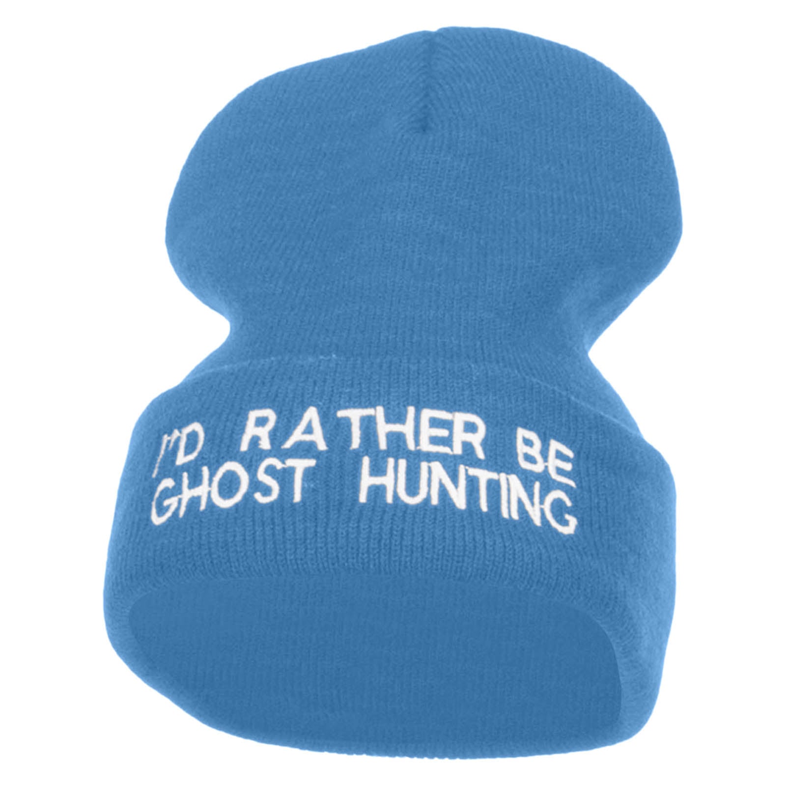 I&#039;d Rather Be Ghost Hunting Long Beanie - Sky Blue OSFM