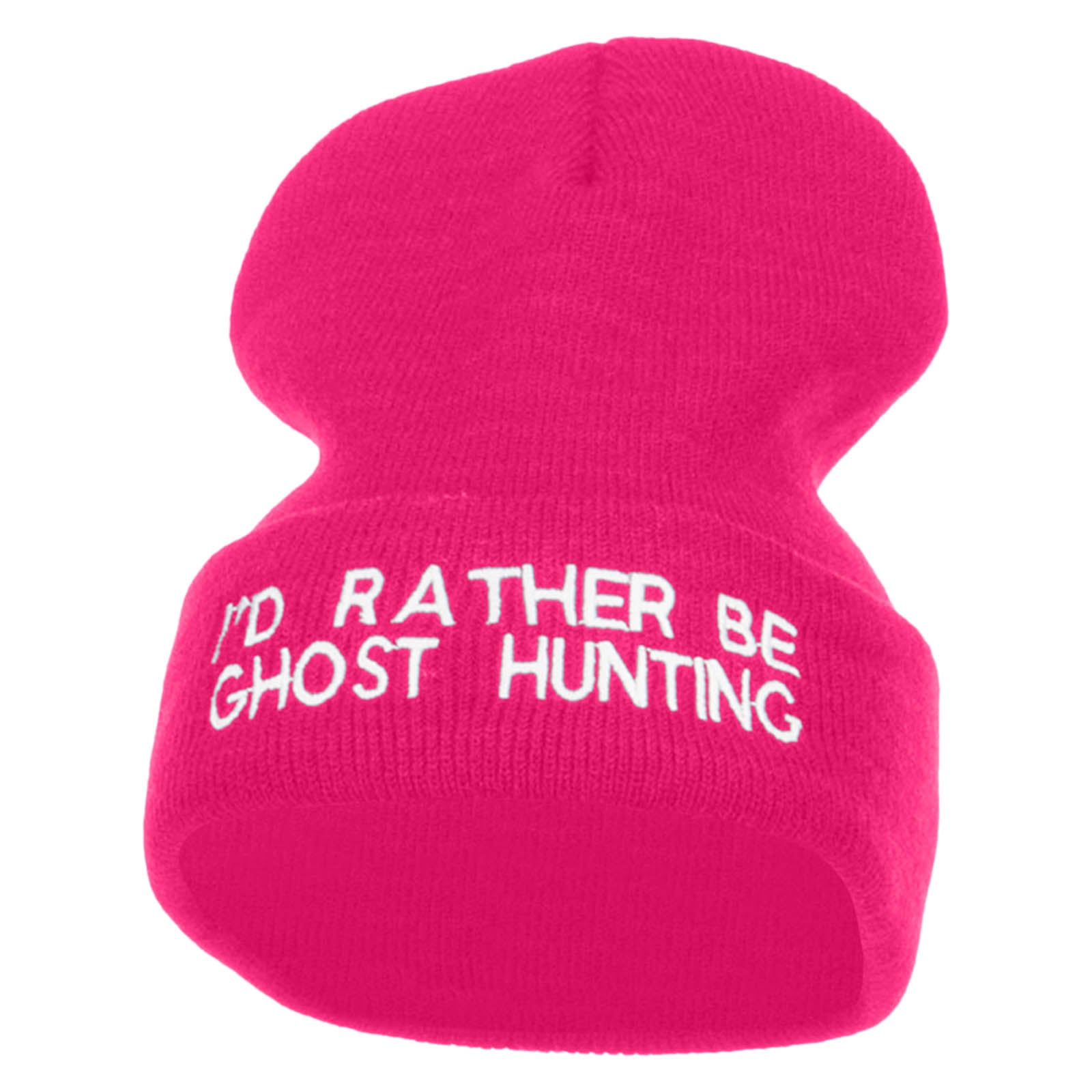I&#039;d Rather Be Ghost Hunting Long Beanie - Magenta OSFM