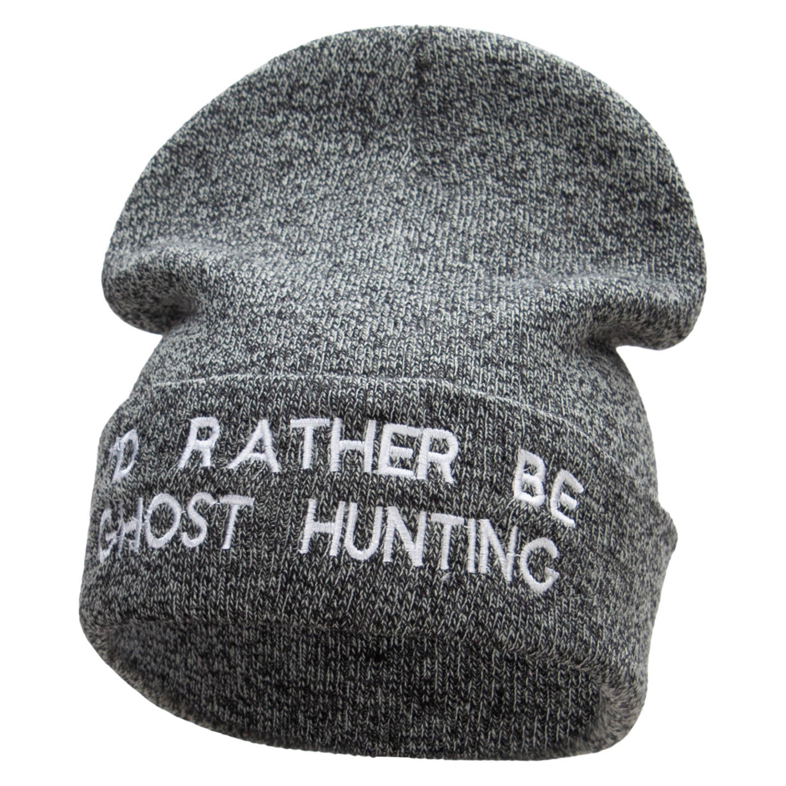 I&#039;d Rather Be Ghost Hunting Long Beanie - Black Marled OSFM