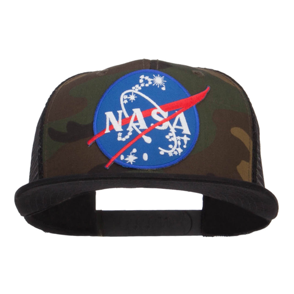 NASA Insignia Patched Camo Mesh Snapback - Black Camo OSFM