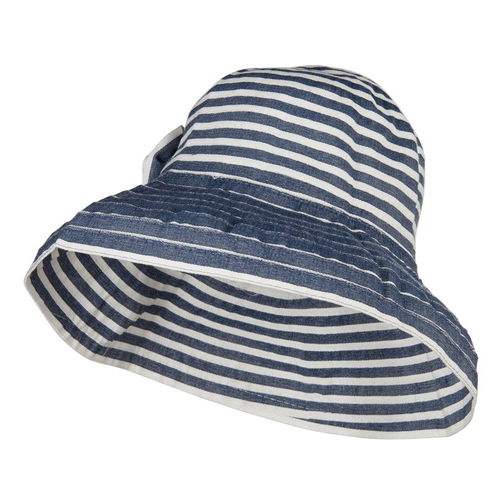 Crushable Lady&#039;s Rose Accent Bucket Hat - Blue White OSFM