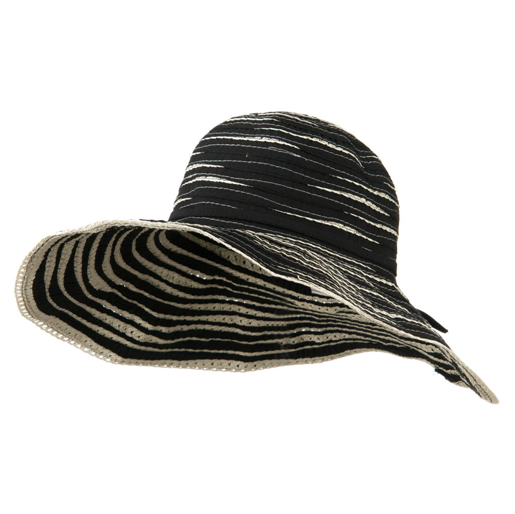 Offset Sprial Sewn Ribbon Brim Hat - Black OSFM