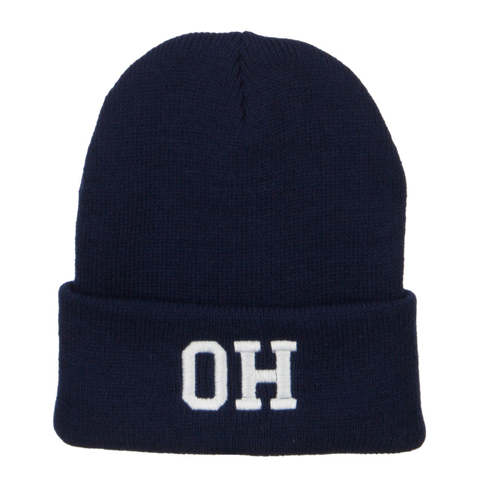OH Ohio State Embroidered Long Beanie - Navy OSFM