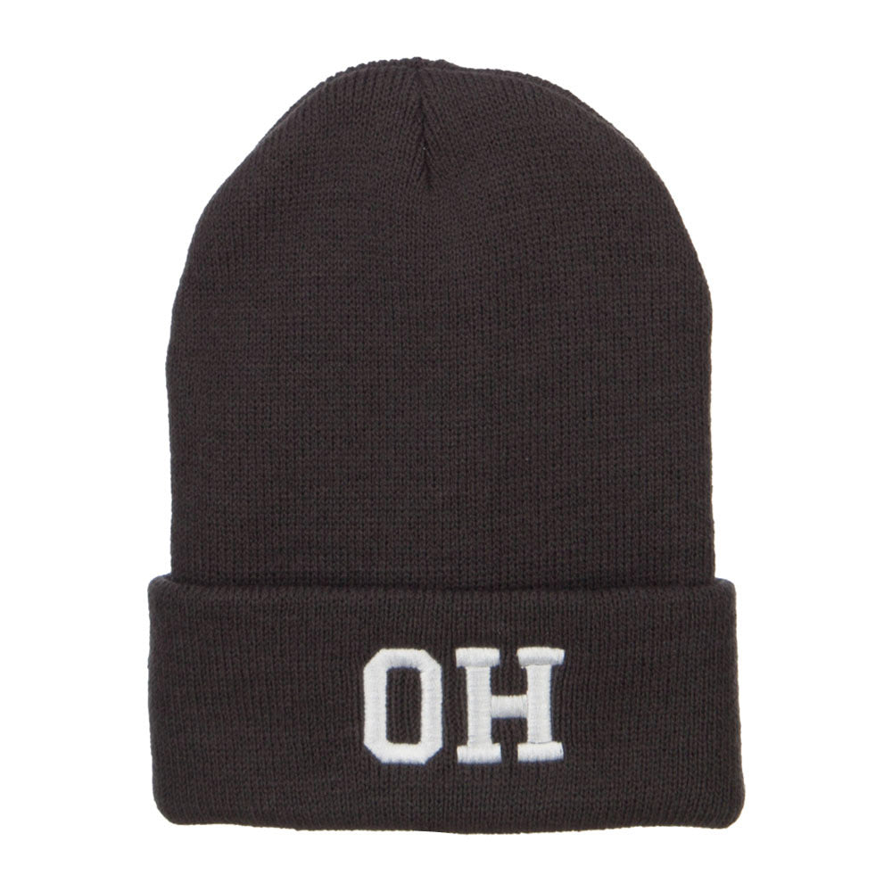 OH Ohio State Embroidered Long Beanie - Dk Grey OSFM