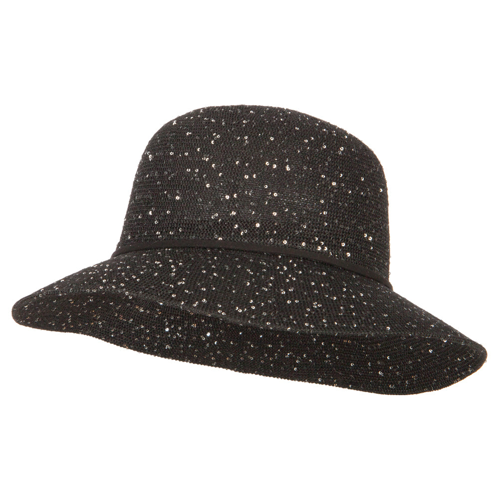 Women&#039;s Sequins Polyester Dressy Hat - Black Silver OSFM