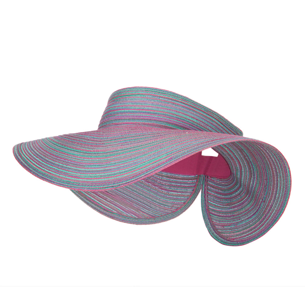 UPF 40 Women&#039;s Polyester Rolled Wide Brim Visor - Fuchsia OSFM