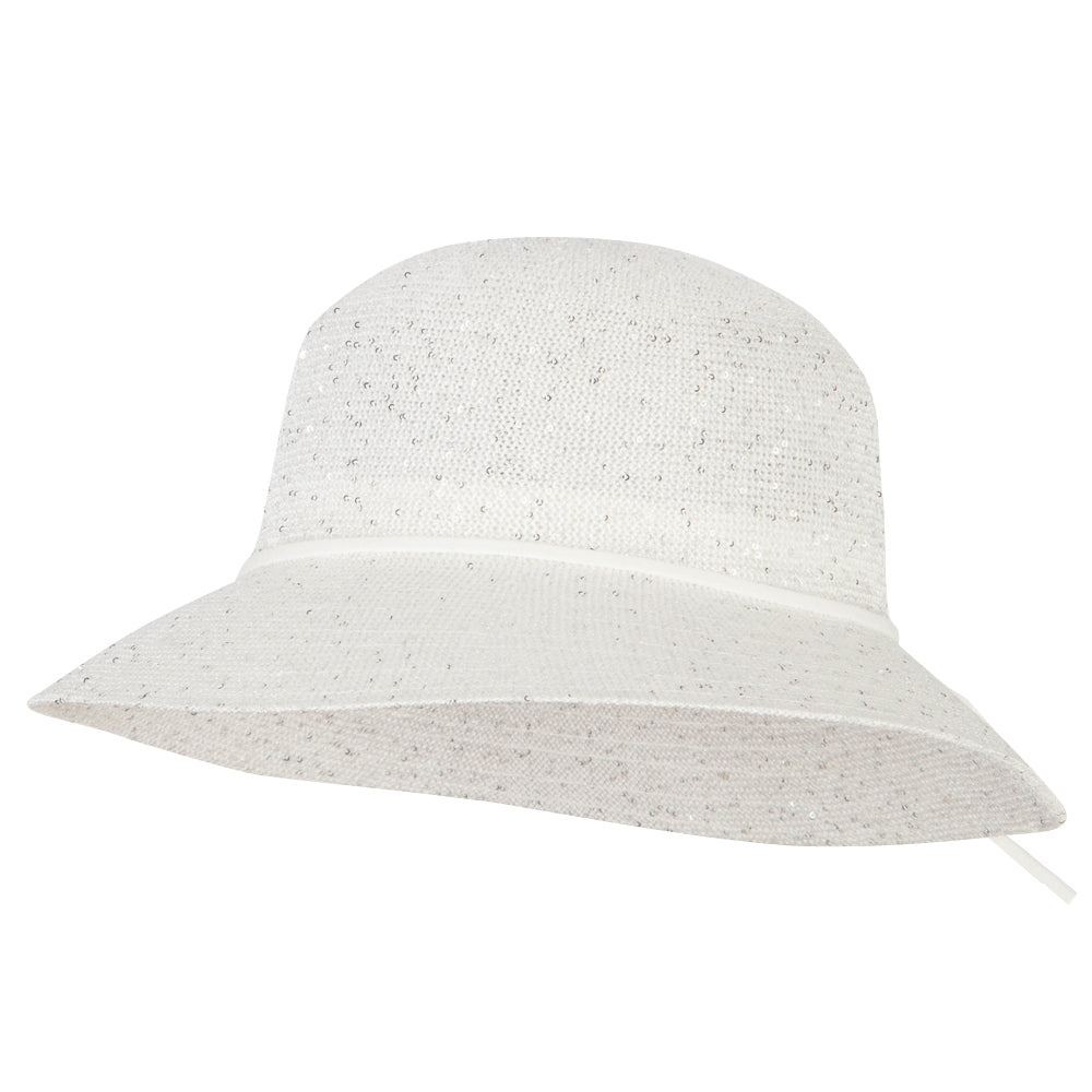 Women&#039;s Sequins Polyester Dressy Hat - White Silver OSFM