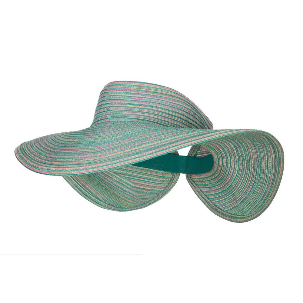 UPF 40 Women&#039;s Polyester Rolled Wide Brim Visor - Green OSFM