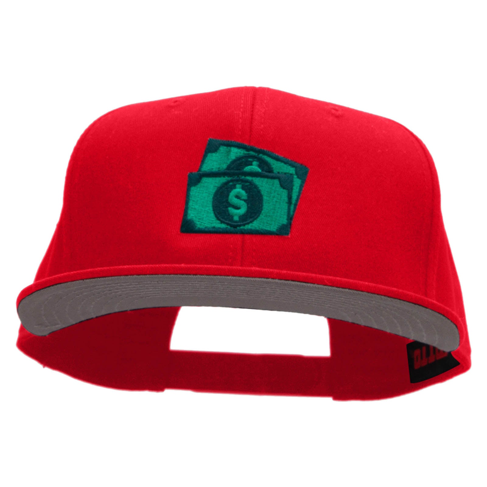 Dollar Bills Embroidered Prostyle Snapback - Red OSFM