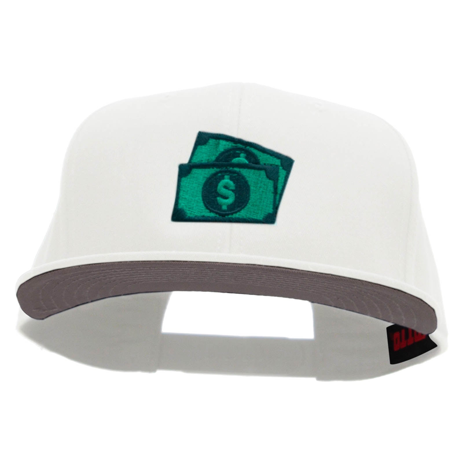 Dollar Bills Embroidered Prostyle Snapback - White OSFM