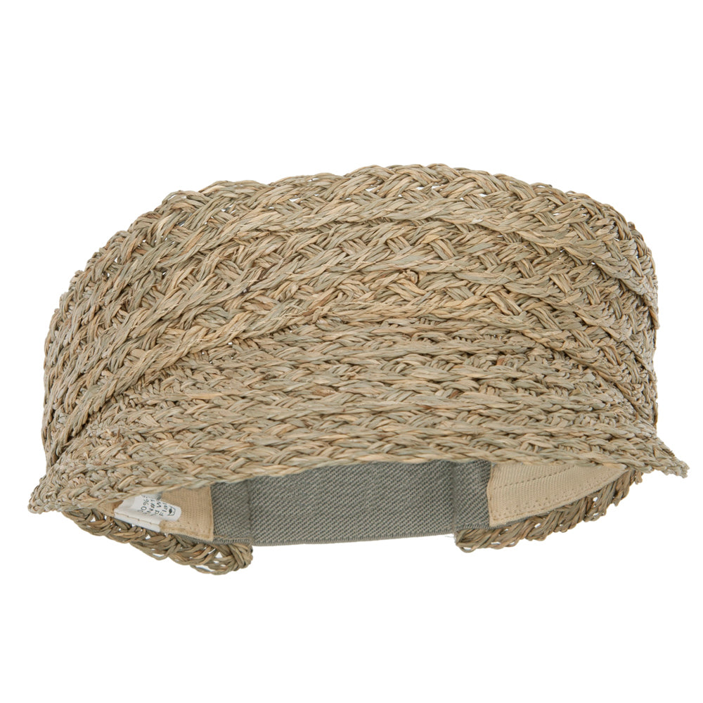 Women&#039;s 3 Inch Fancy Weave Brim Elastic Back Gardening Visor - Seagrass OSFM