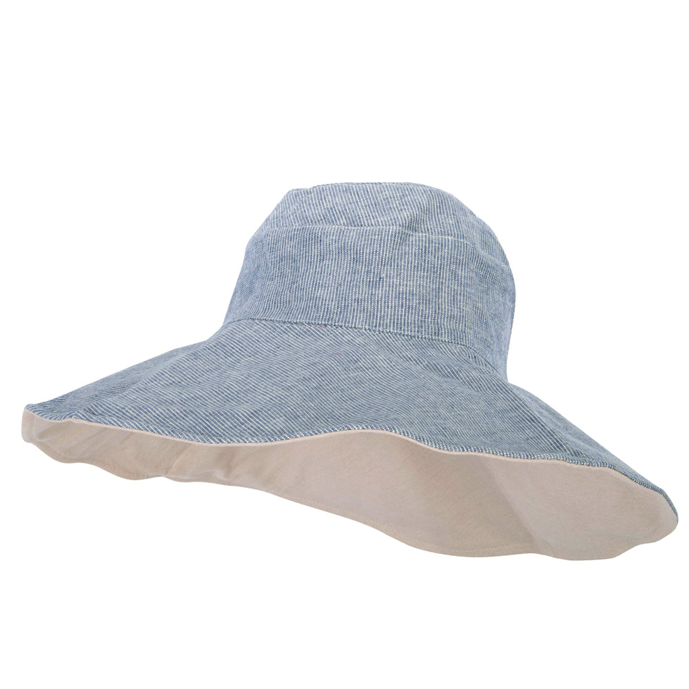 Women&#039;s Pinstripe 5 Inch Reversible Brim Cotton Dressy Hat - Blue OSFM