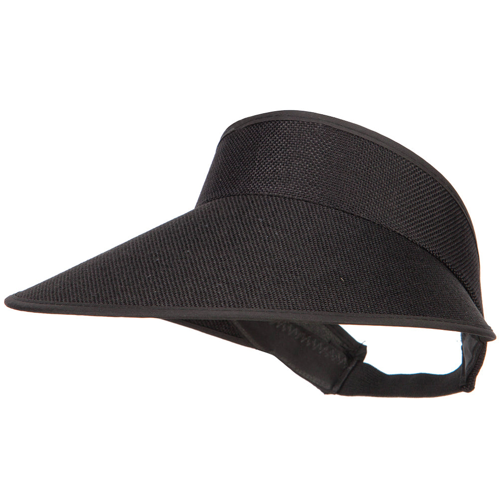 Women&#039;s Polyester Elastic Back Visor - Black OSFM