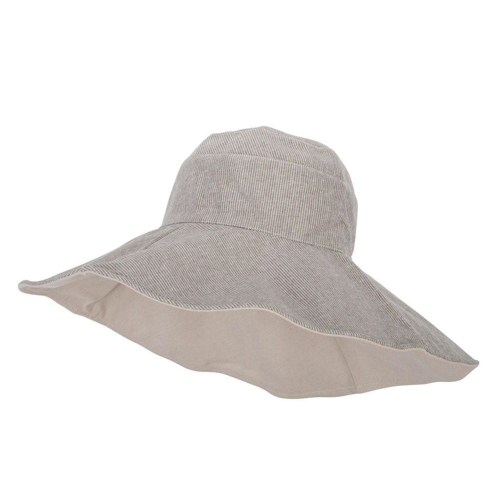 Women&#039;s Pinstripe 5 Inch Reversible Brim Cotton Dressy Hat - Taupe OSFM