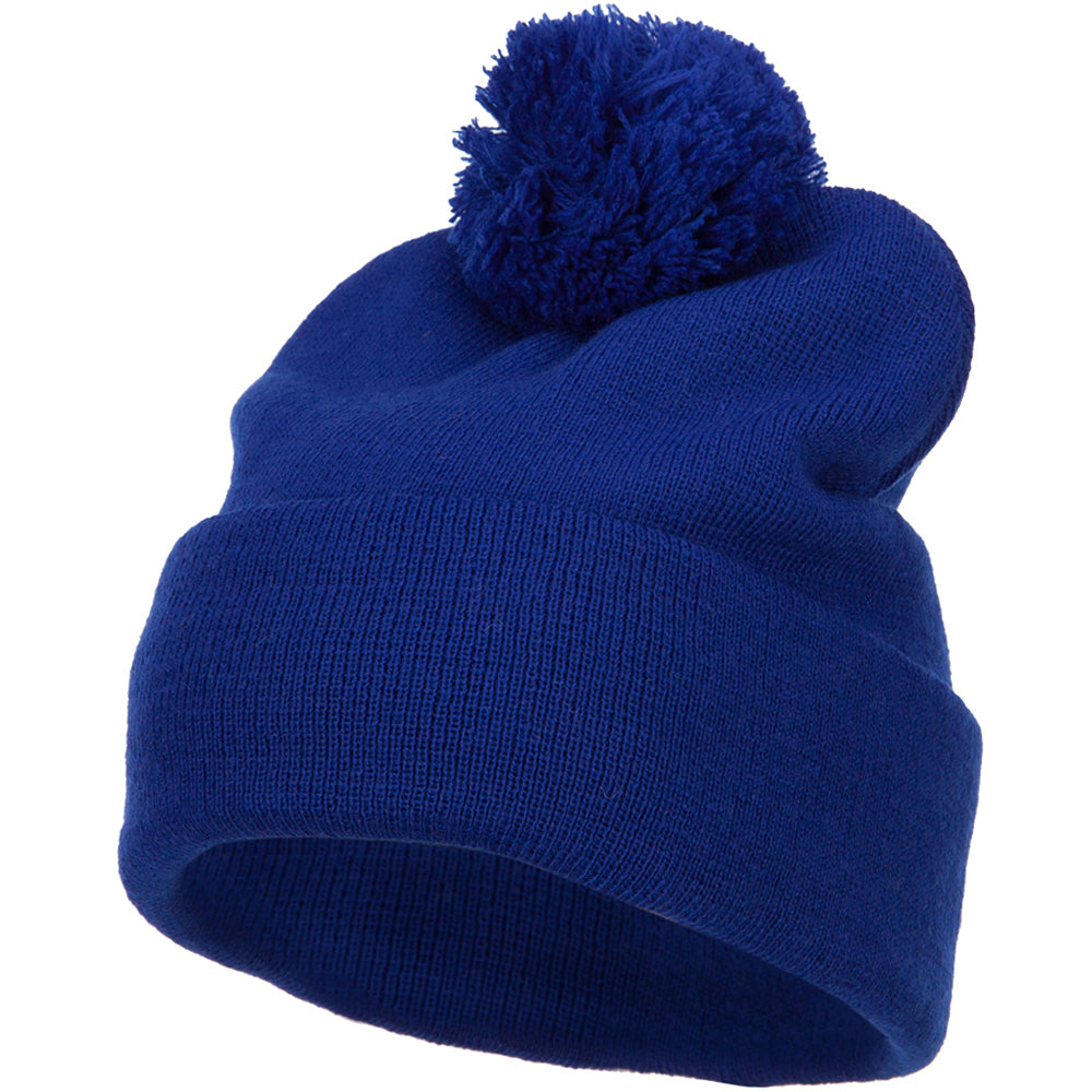 Pom Acrylic Cuff Long Beanie - Royal OSFM