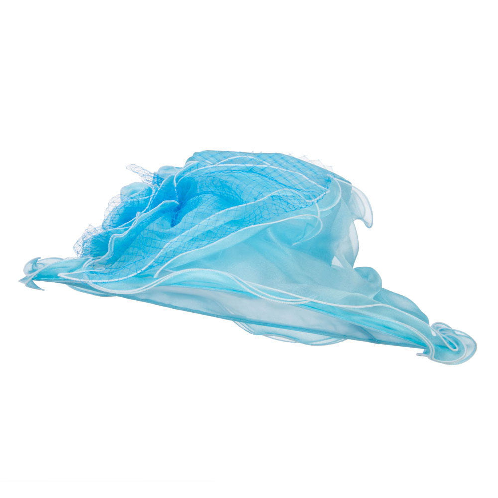 Flower with Net Organza Hat - Turquoise OSFM