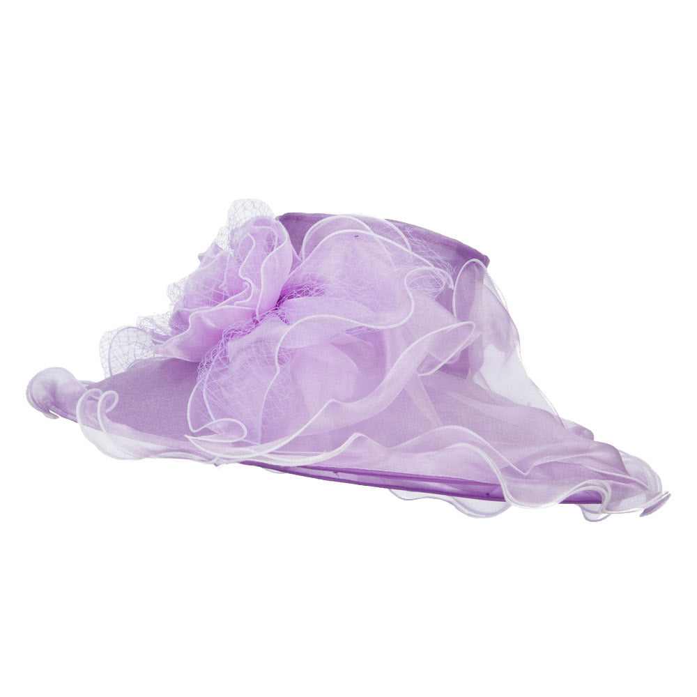 Flower with Net Organza Hat - Lavender OSFM