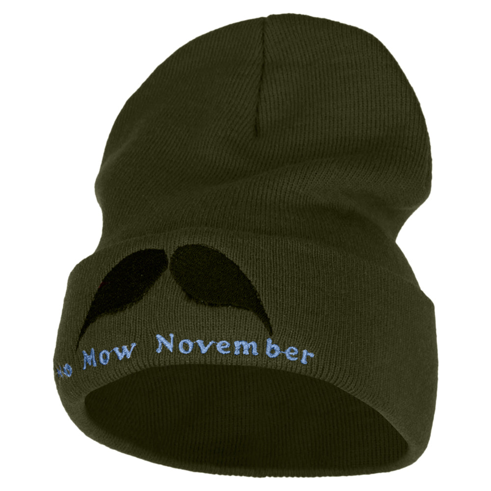 No Mow Novemeber 12 Inch Long Knitted Beanie - Olive OSFM