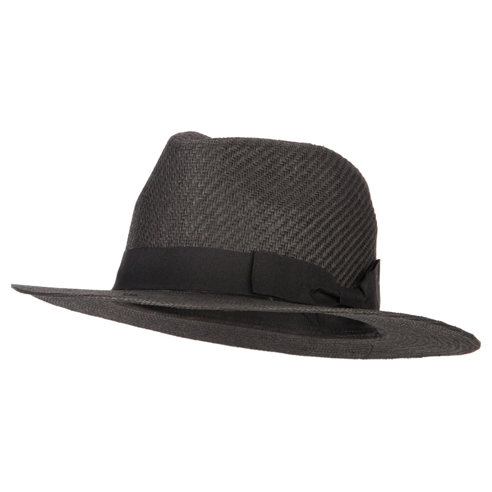 Toyo Paper Straw Panama Fedora Hat - Black OSFM