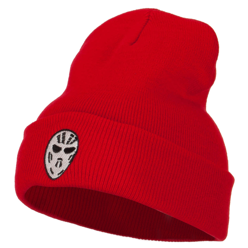 Hockey Mask Costume Embroidered Long Beanie - Red OSFM