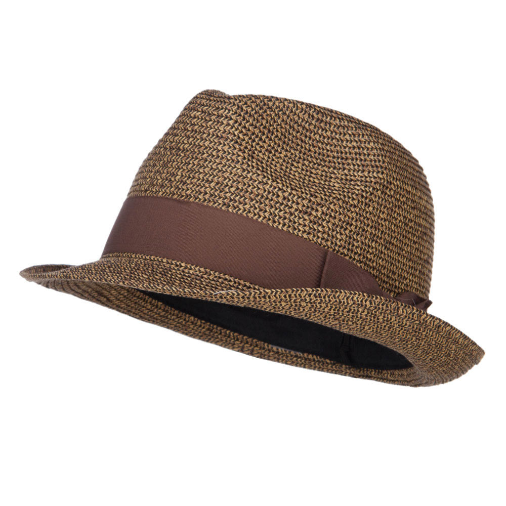 Men&#039;s Paper Braid Band Fedora - Black Tan L