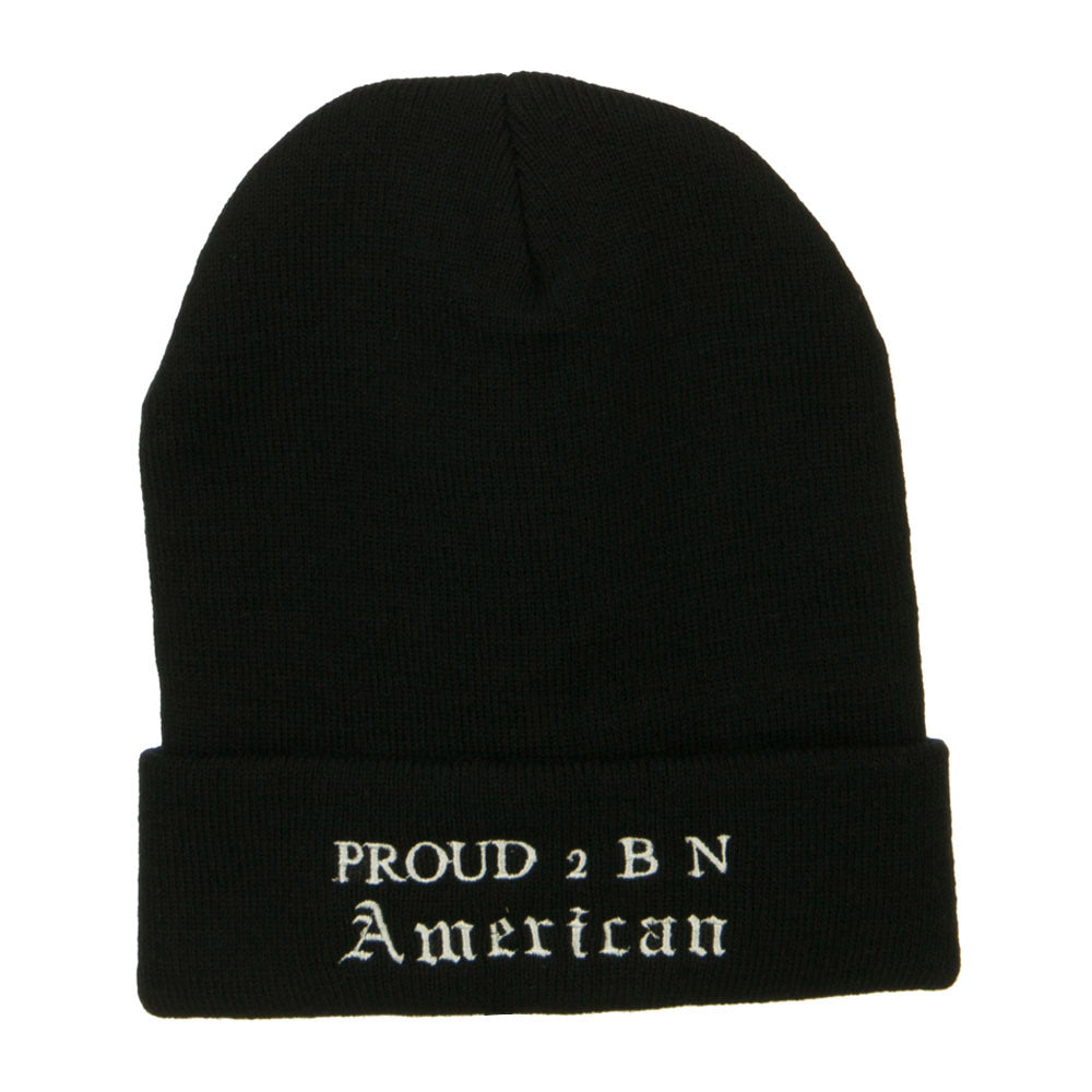 Pround 2 B N American Embroidered Beanie - Black OSFM