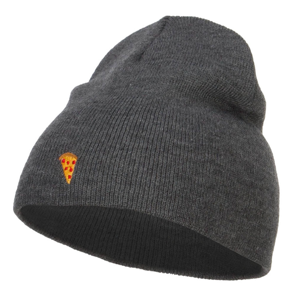 Mini Pizza Embroidered Short Beanie - Dk Grey OSFM
