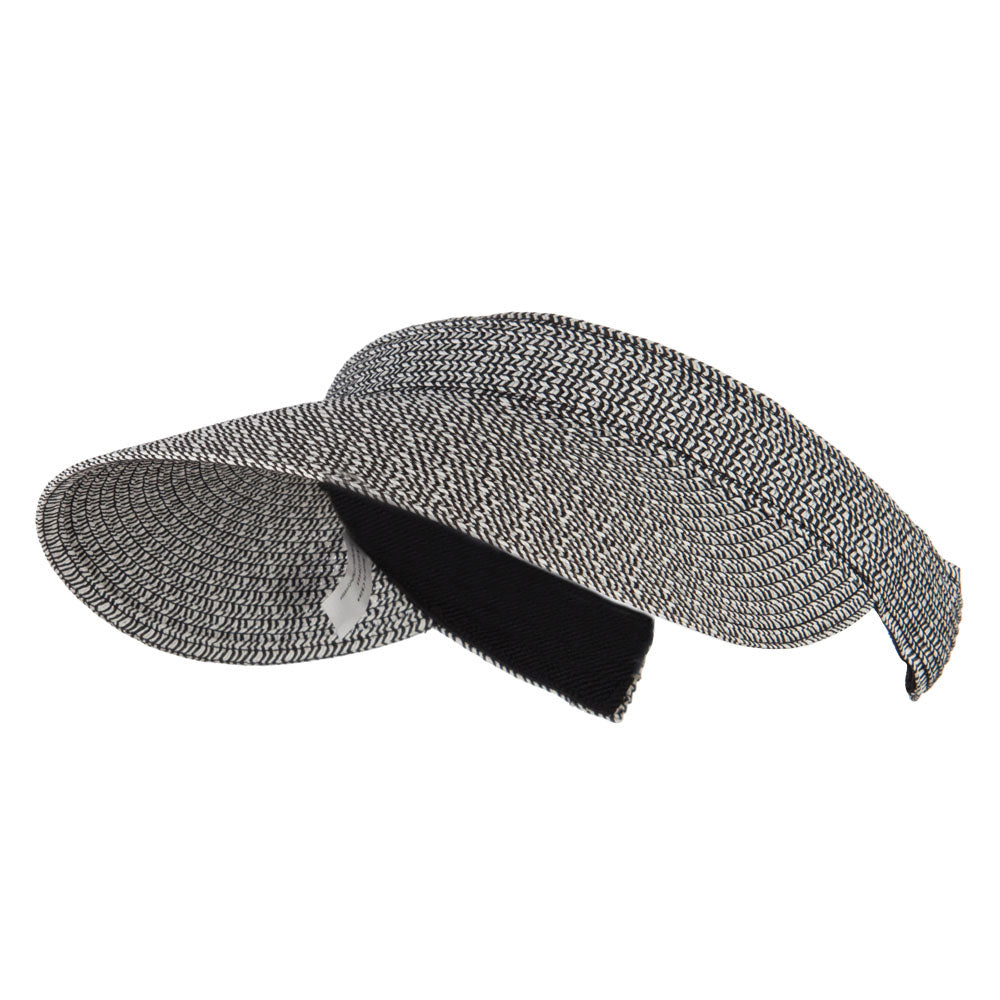 UPF 50+ Paper Braid Clip On Visor - Black White OSFM