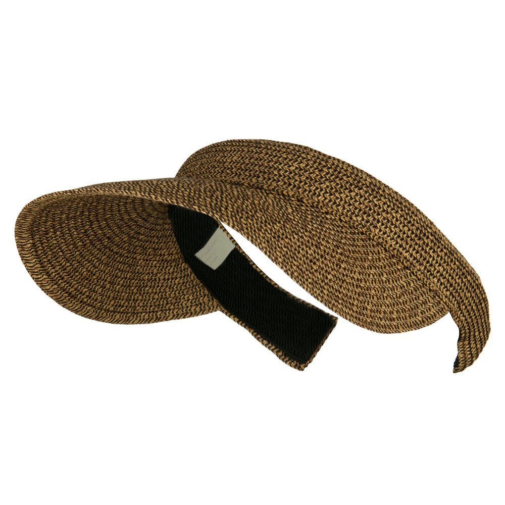 UPF 50+ Paper Braid Clip On Visor - Brown Black OSFM