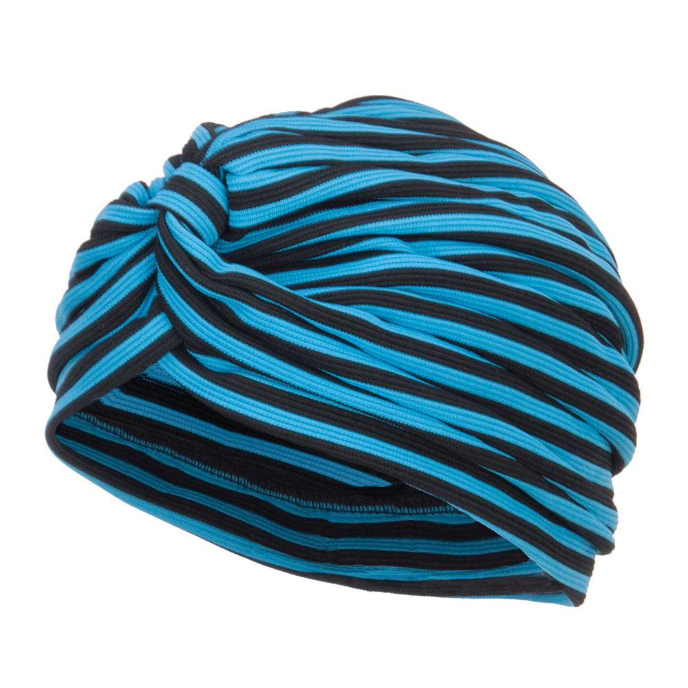 Women&#039;s Striped Turban Hat - Turquoise OSFM