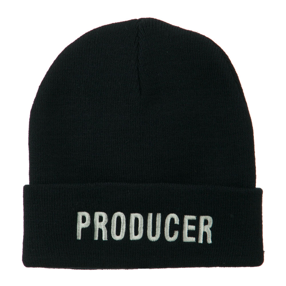 Producer Embroidered Long Beanie - Navy OSFM