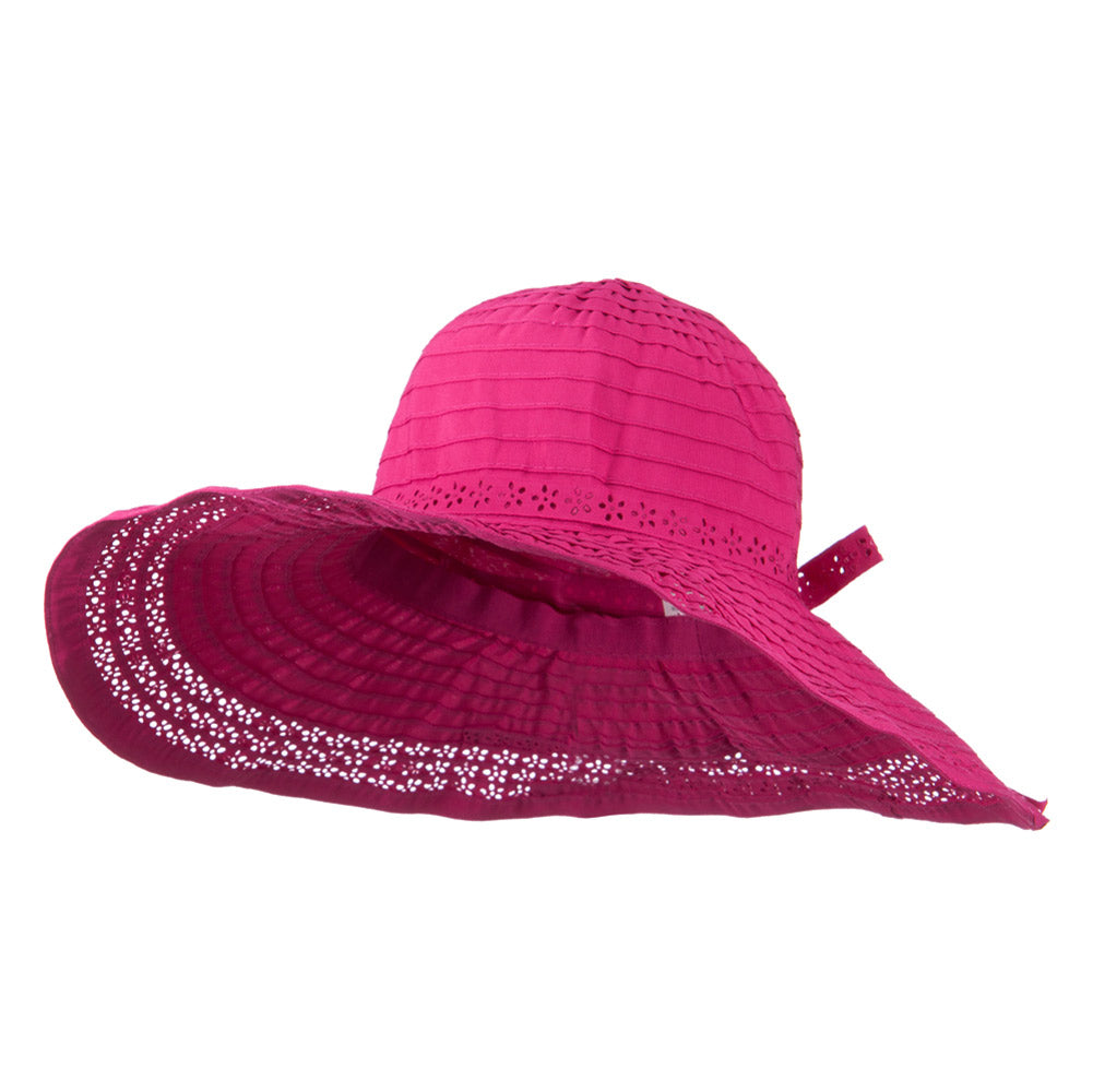 5 Inch Perforated Edge Brim Hat - Fuchsia OSFM