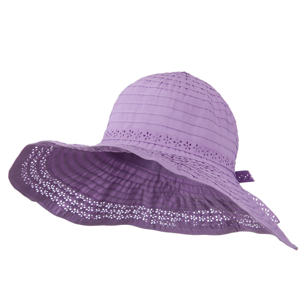 5 Inch Perforated Edge Brim Hat - Lilac OSFM