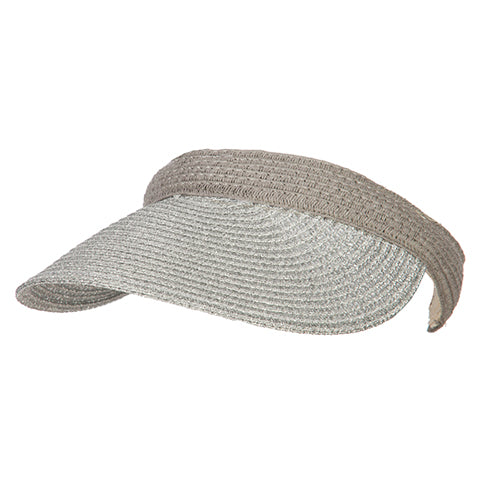 Paper Straw and Metallic Braid Clip On Visor - Silver Grey OSFM