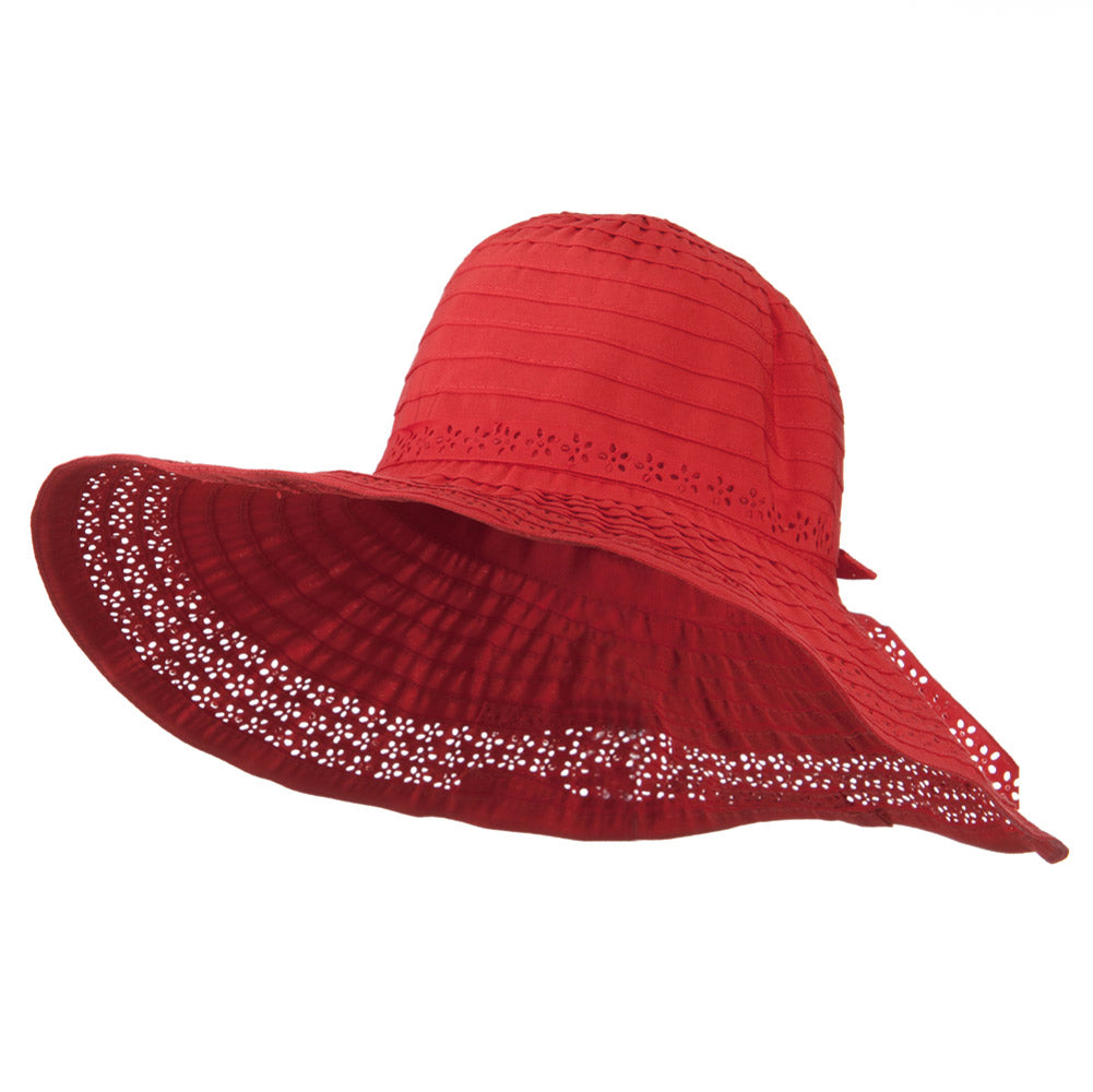 5 Inch Perforated Edge Brim Hat - Coral OSFM