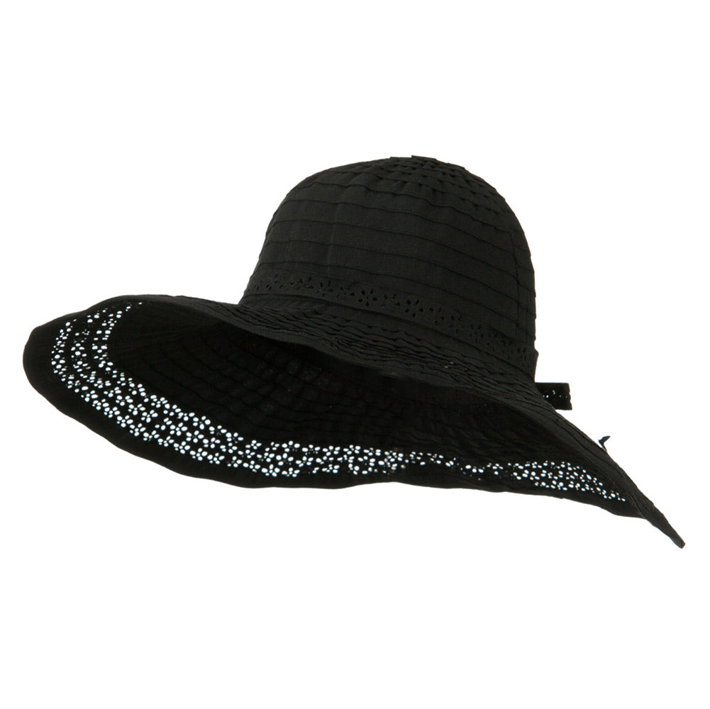 5 Inch Perforated Edge Brim Hat - Black OSFM