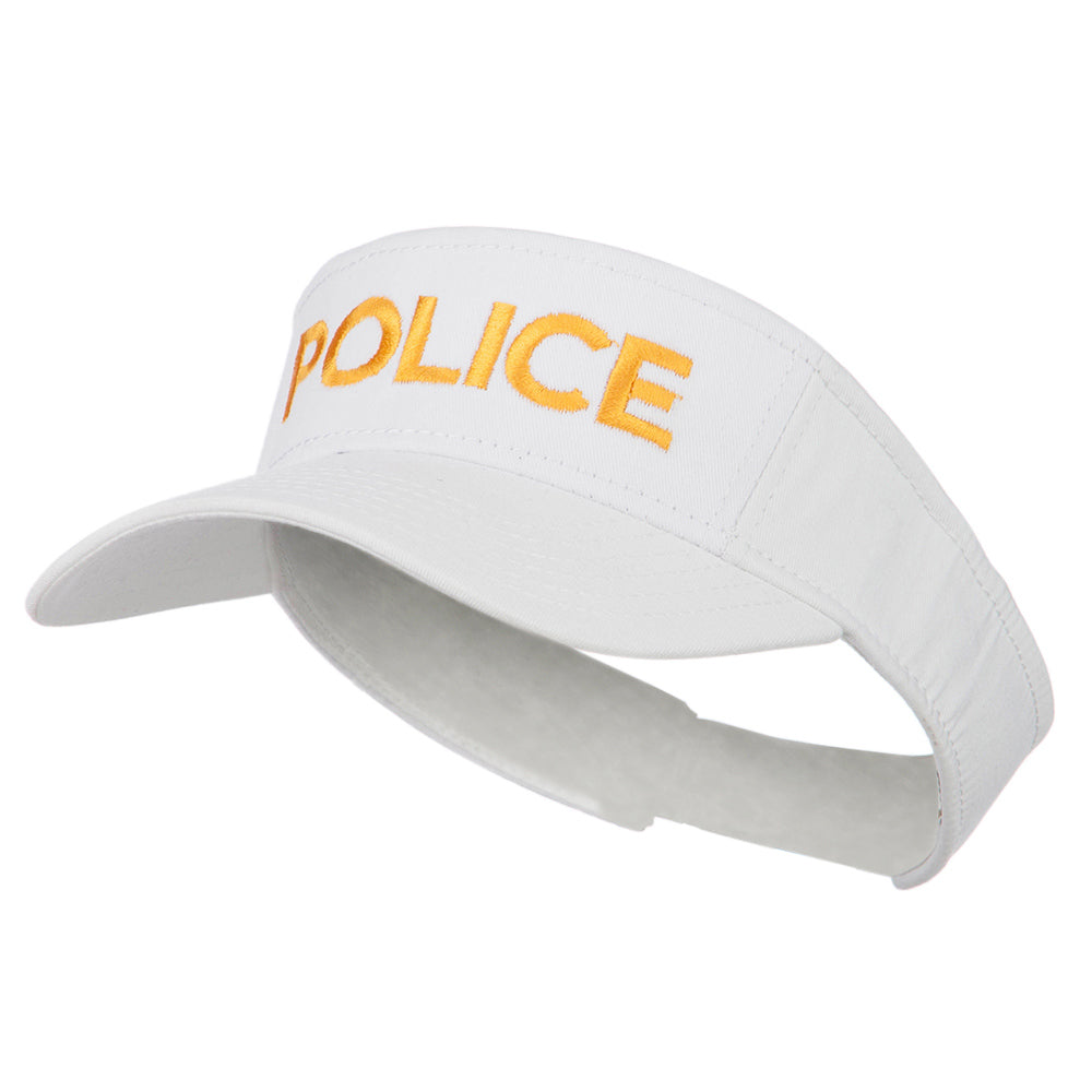 Police Embroidered Superior Garment Washed Visor - White OSFM