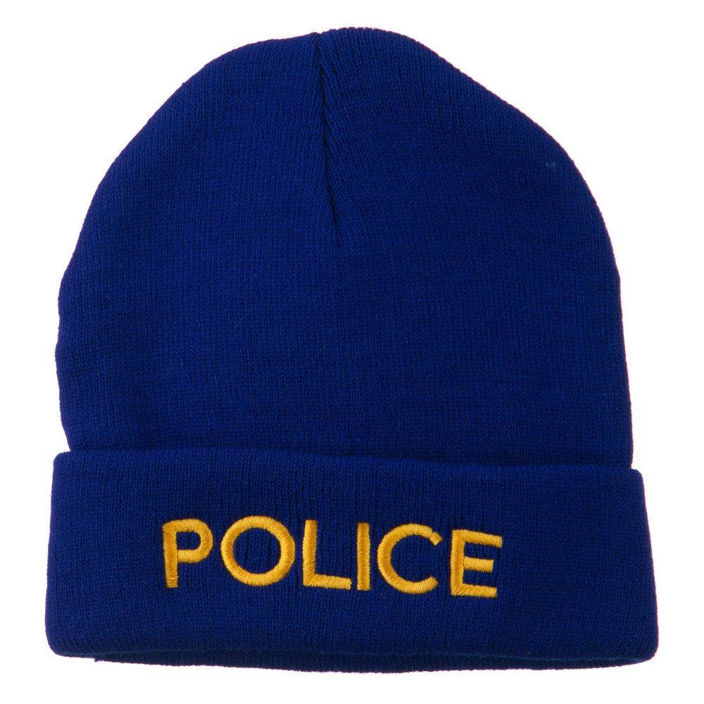 Police Embroidered Long Cuff Beanie - Royal OSFM