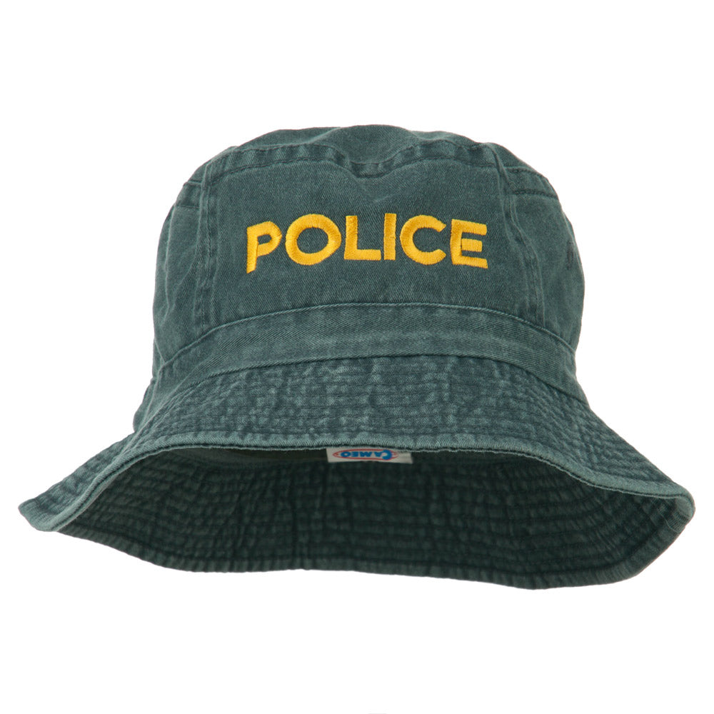 Police Embroidered Pigment Dyed Bucket Hat - Navy OSFM